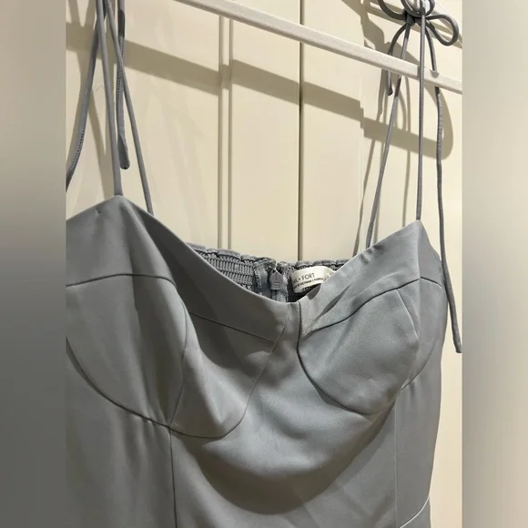 Elegant Light Blue Satin Slip Dress - Picture 7 of 11